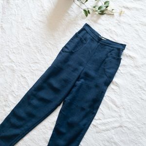 Samantha Pleet Navy High-Waist Trousers